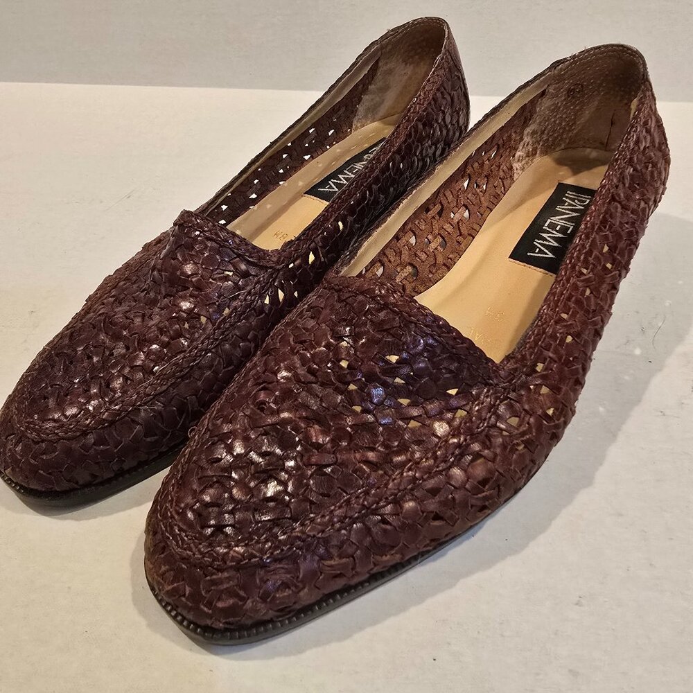 Loafers Women's Brown Woven Leather Made Brazil Ipanema Opal 1" Heel Size 8 M